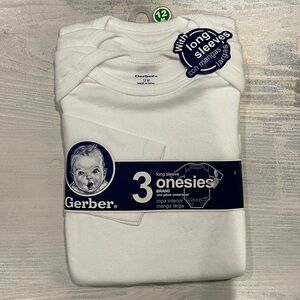 3 for $50 Gerber long sleeved bodysuit white 12M